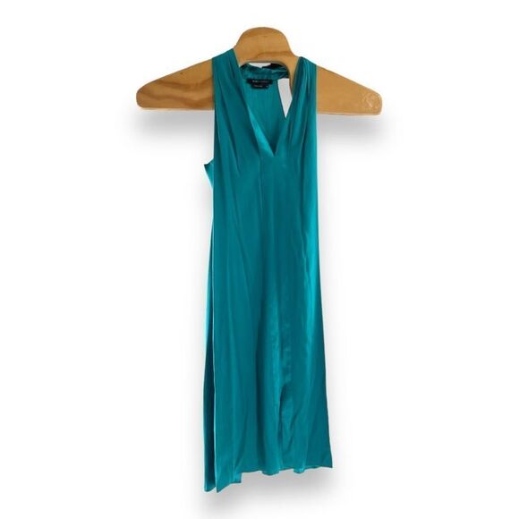 BCBGMaxAzria Women's Sleeveless Silk Blend Midi Shift Dress Green Size XS - Picture 1 of 5